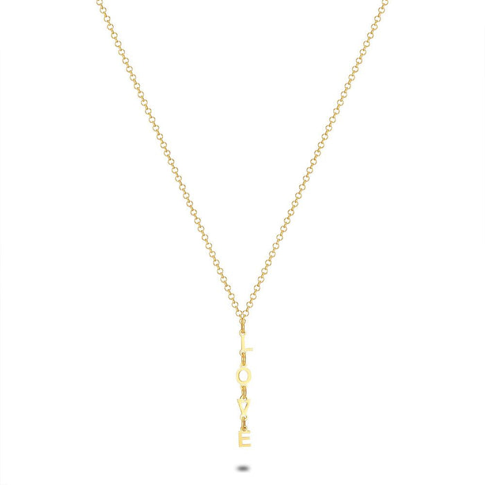 18Ct Gold Plated Silver Necklace, Forcat Chain, Love