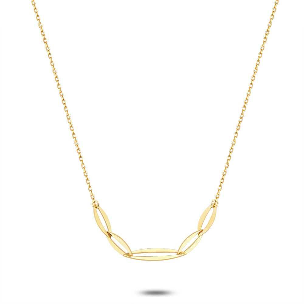 18Ct Gold Plated Silver Necklace, 5 Open Elipses