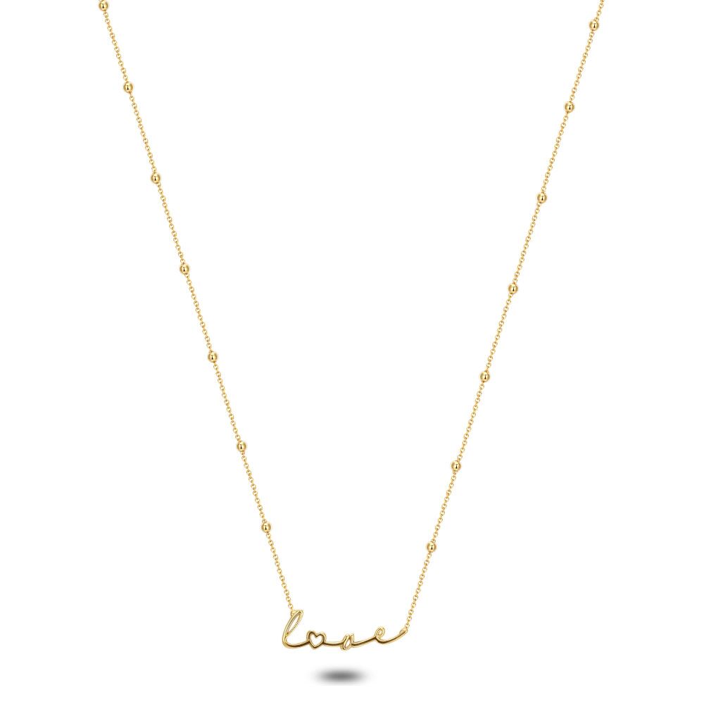 18Ct Gold Plated Silver Necklace, Love