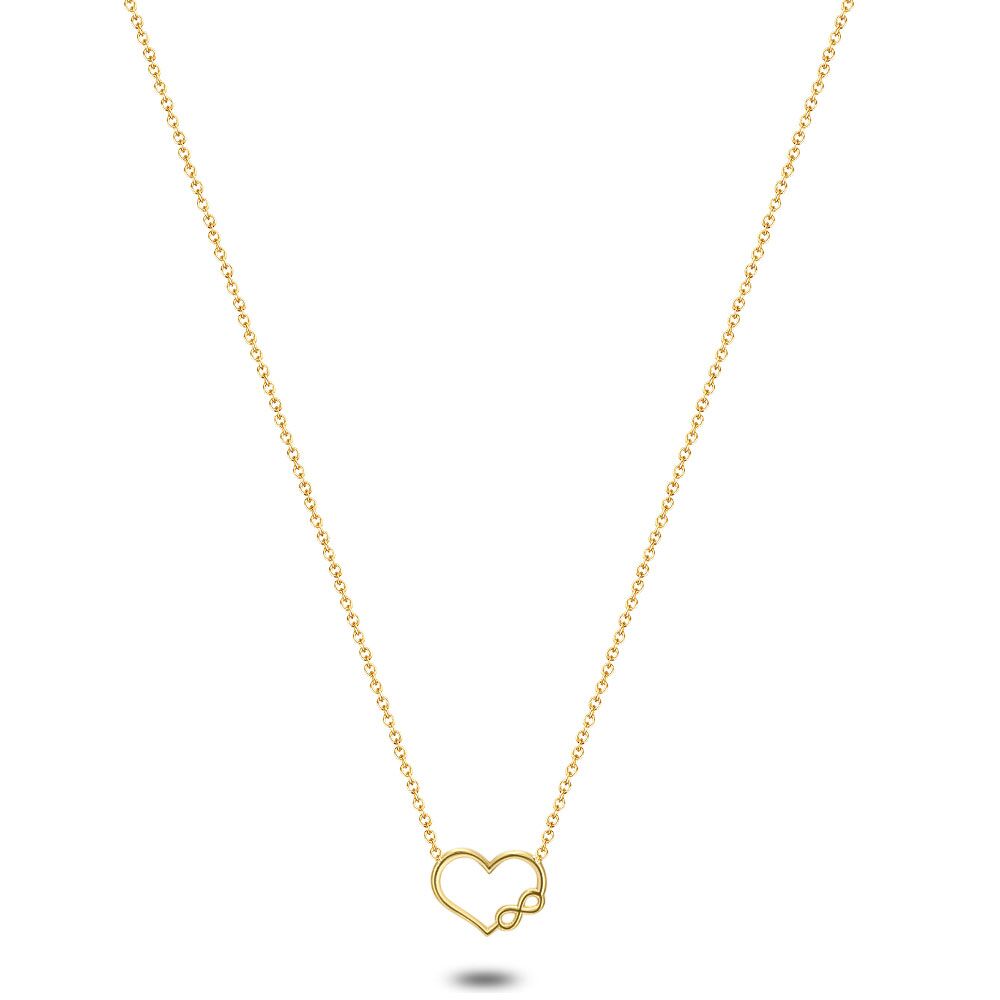 18Ct Gold Plated Silver Necklace, Heart And Infinity
