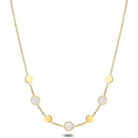 18Ct Gold Plated Silver Necklace, 7 Discs In Mother-Of-Pearl