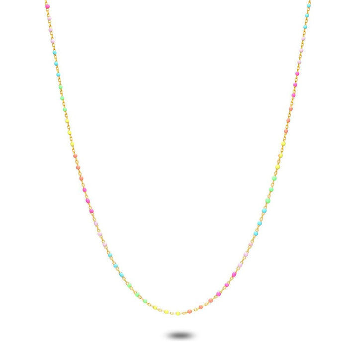 18Ct Gold Plated Silver Necklace, Multicolored Enamel