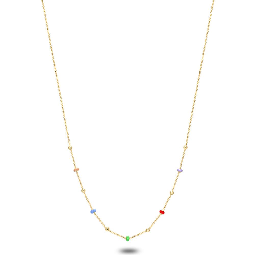 18Ct Gold Plated Silver Necklace, Multi Coloured Enamel
