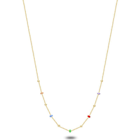 18Ct Gold Plated Silver Necklace, Multi Coloured Enamel