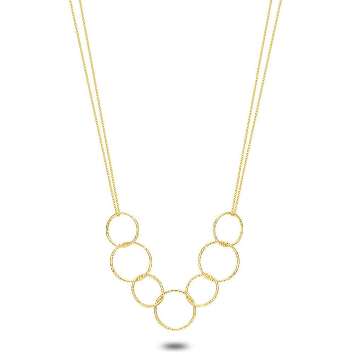 18Ct Gold Plated Silver Necklace, Circles, Double Chain