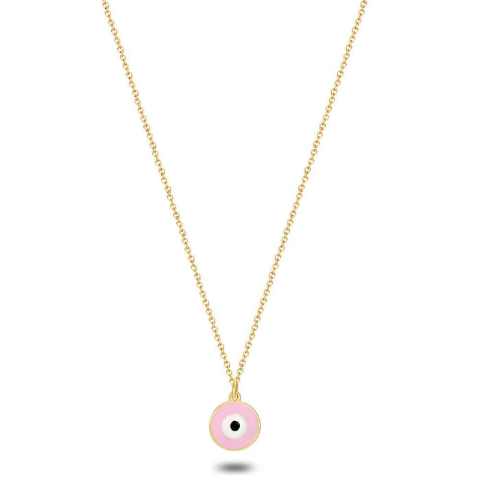 18Ct Gold Plated Silver Necklace, Pink Eye