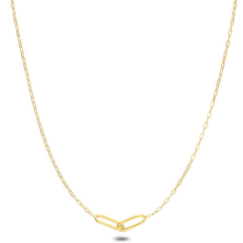 18Ct Gold Plated Silver Necklace, Tiny Oval Links, 2 Big Links