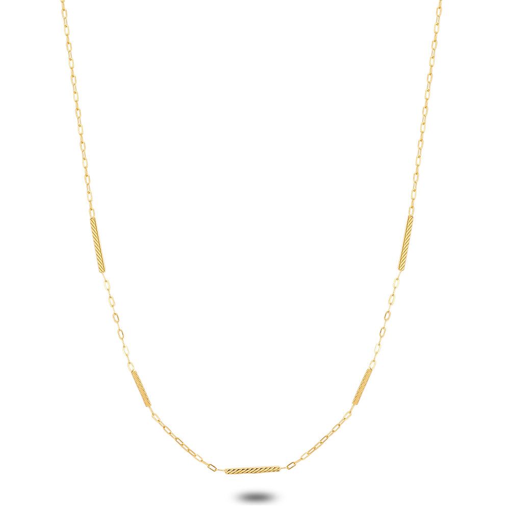 18Ct Gold Plated Silver Necklace, Striped Rectangles