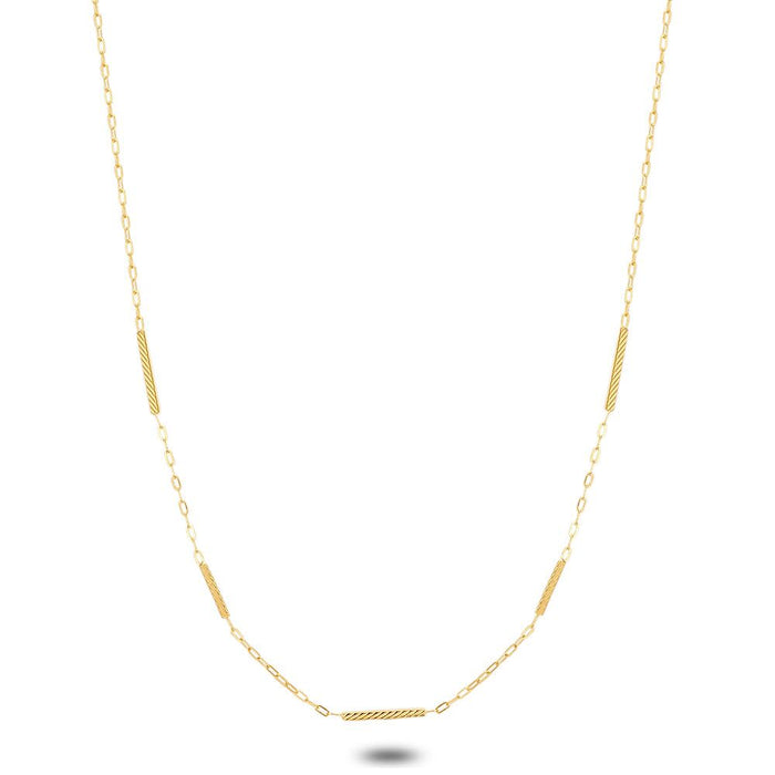 18Ct Gold Plated Silver Necklace, Striped Rectangles