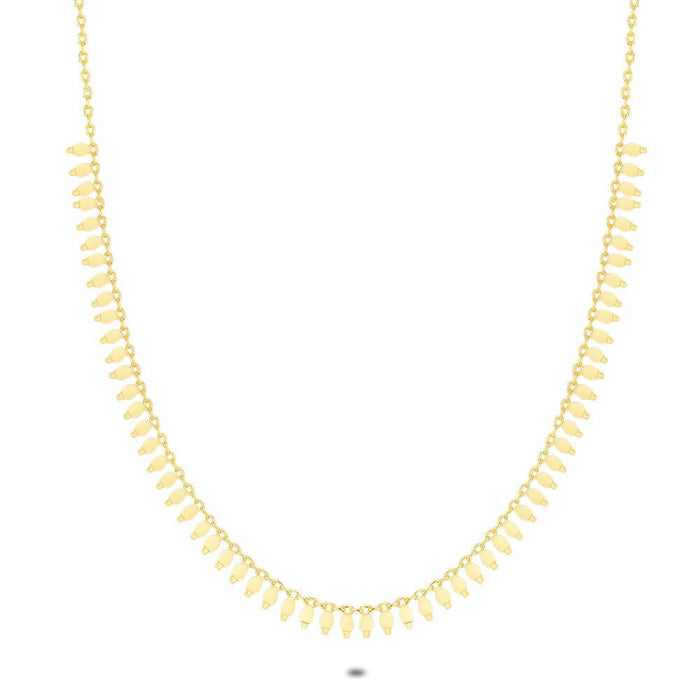 18Ct Gold Plated Silver Necklace, Flat Ovals
