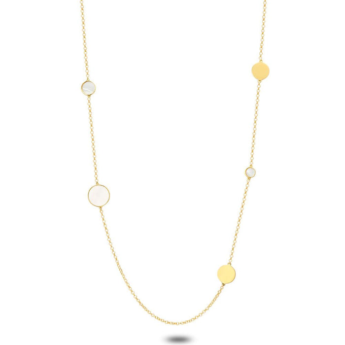 18Ct Gold Plated Silver Necklace, Mother Of Pearl Discs