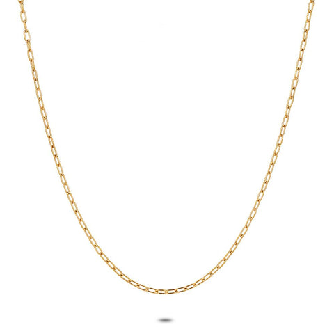 Gold Coloured Stainless Steel Necklace, Oval Links, 2 Mm