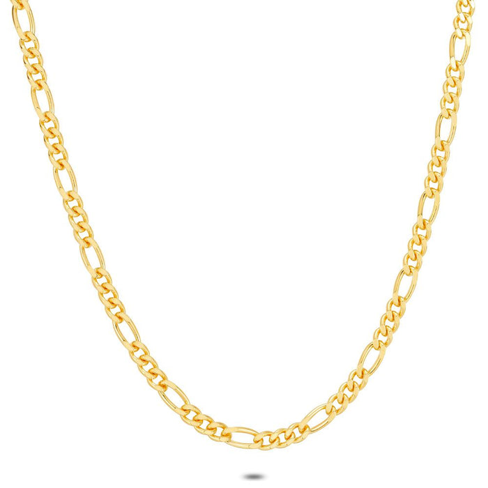 18Ct Gold Plated Silver Necklace, Figaro Chain, 4 Mm