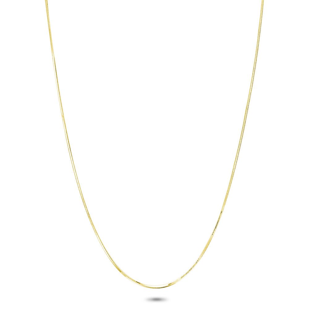 18Ct Gold Plated Silver Necklace, Square Snake Chain, 1, 5 Mm