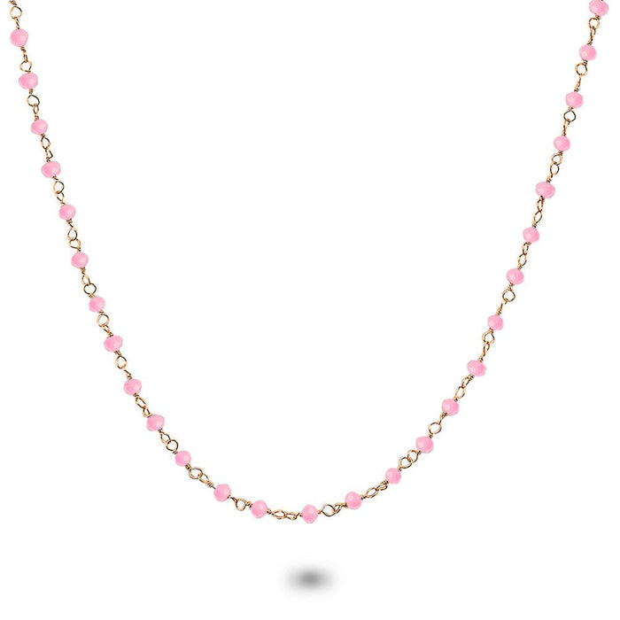 Rosé Silver Necklace, Pink Stones
