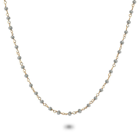 Rosé Silver Necklace, Hematite Gray Stones
