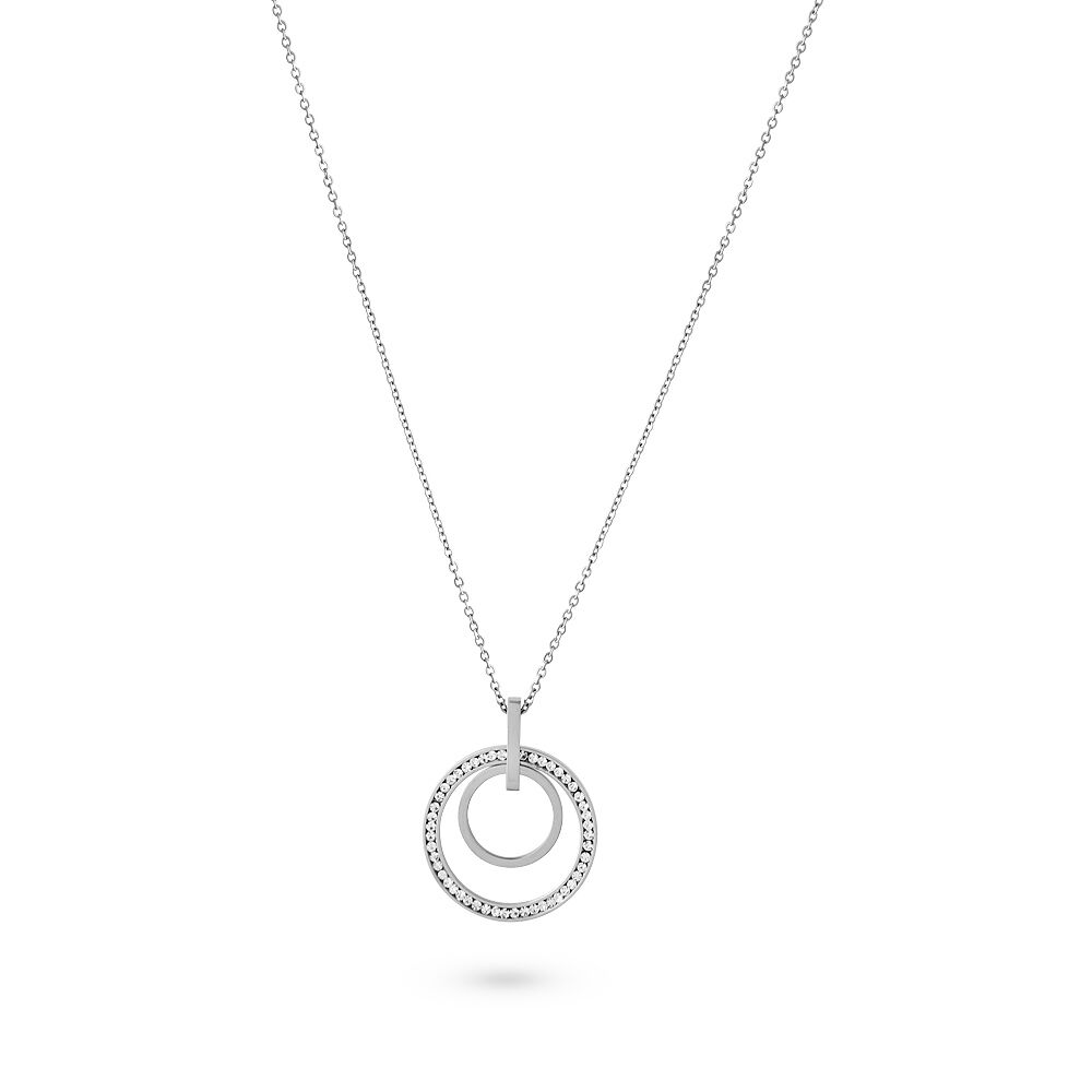 Stainless Steel Necklace, 2 Open Circles