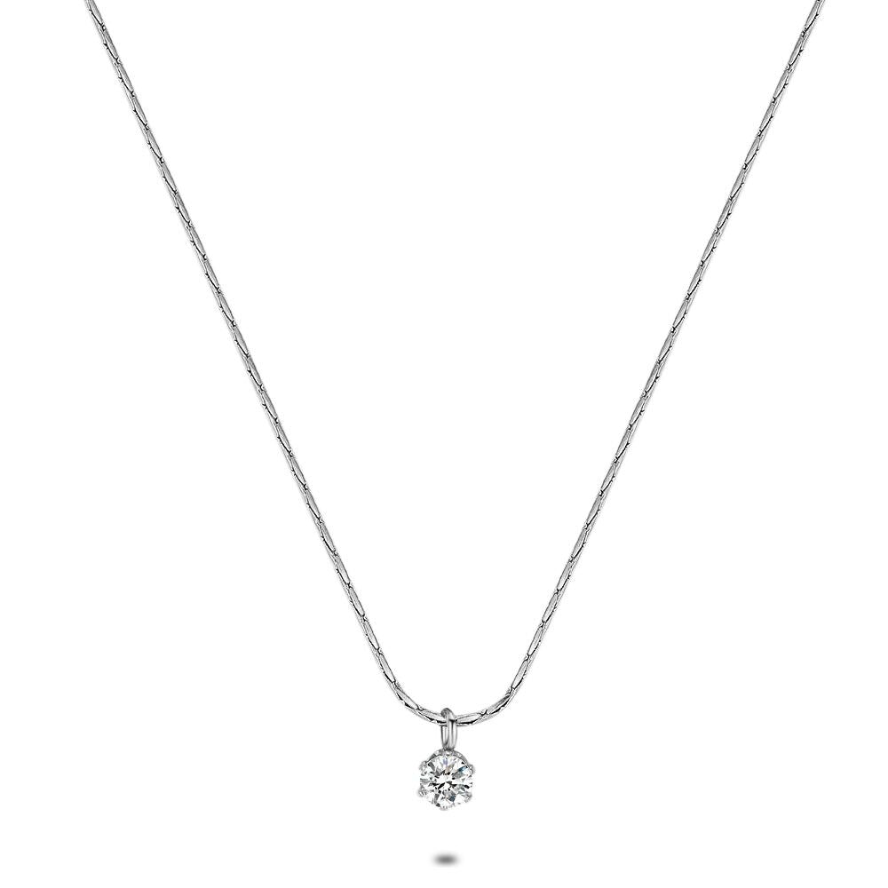 Stainless Steel Necklace, 3 Mm Zirconia