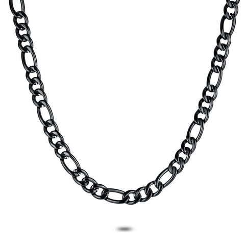 Stainless Steel Necklace, Black Figaro