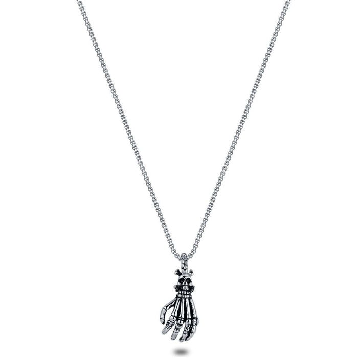 Stainless Steel Necklace, Hand, Skull