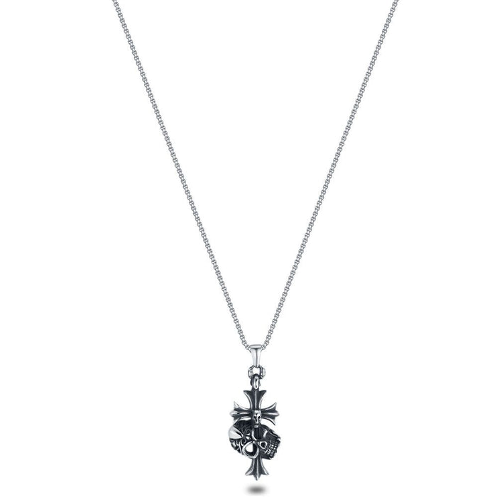 Stainless Steel Necklace, Cross, Skull