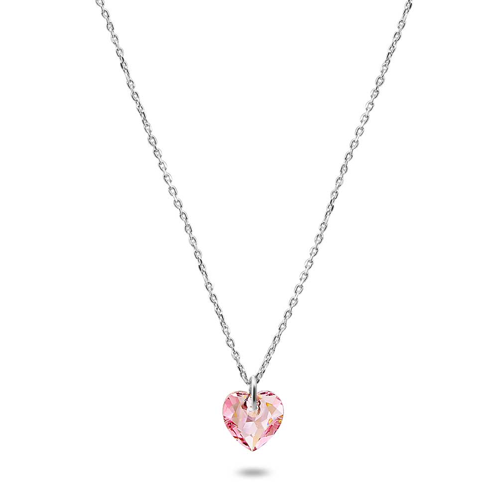 Silver Necklace, Purple Heart Pendant