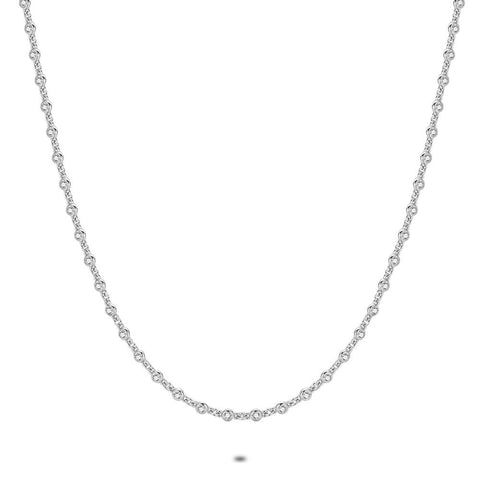 Silver Necklace, Round Zirconia Stones, 2 Mm