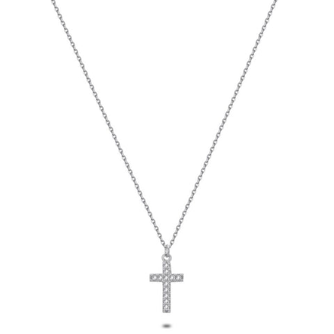 Silver Necklace, Cross, 12 Mm