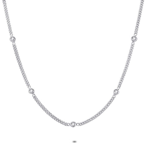 Silver Necklace, Gourmet, 7 Zirconia