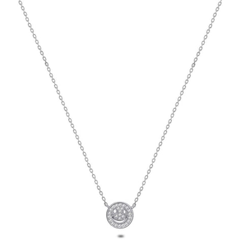Silver Necklace, Smiley, Zirconia