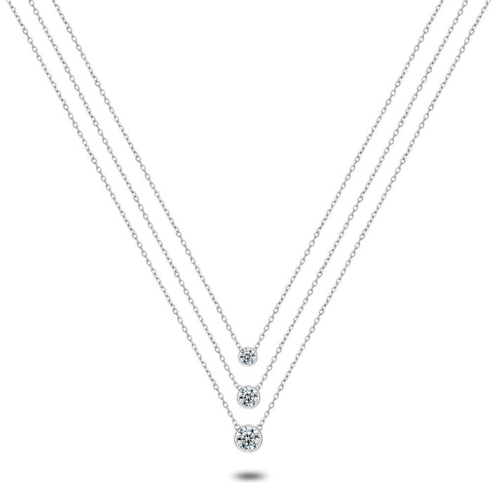 Silver Necklace, 3 Necklaces, 3 Zirconia
