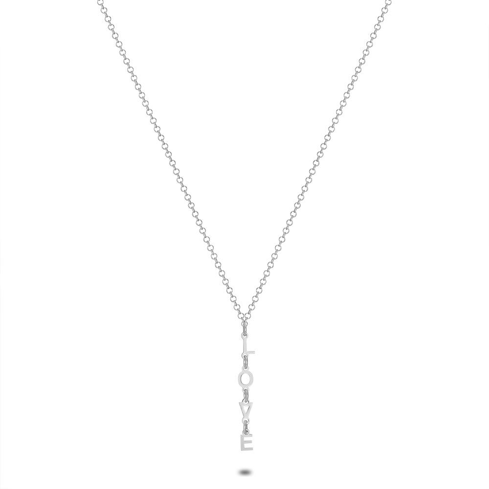 Silver Necklace, Forcat Chain, Love, 3 Cm