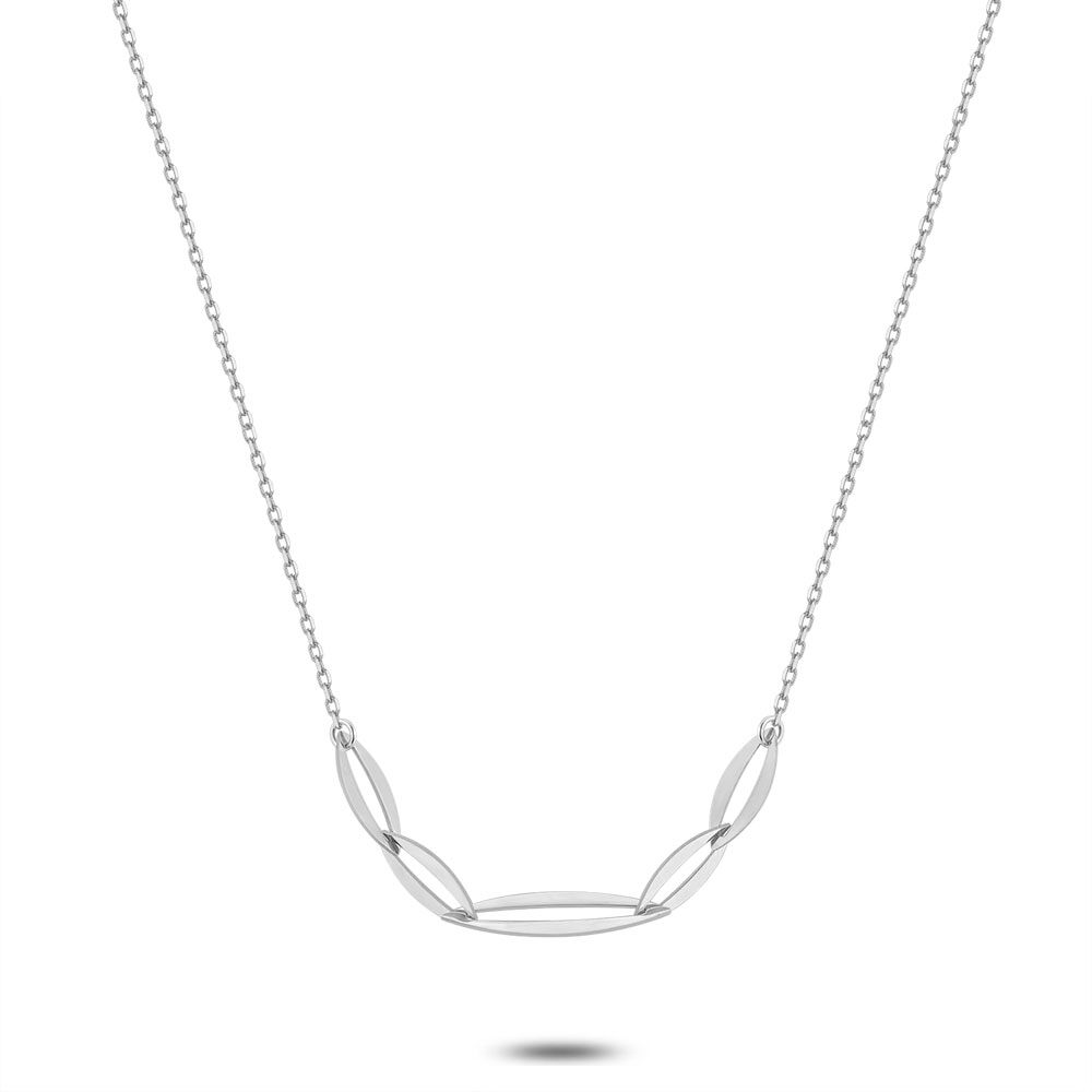 Silver Necklace, 5 Open Elipses
