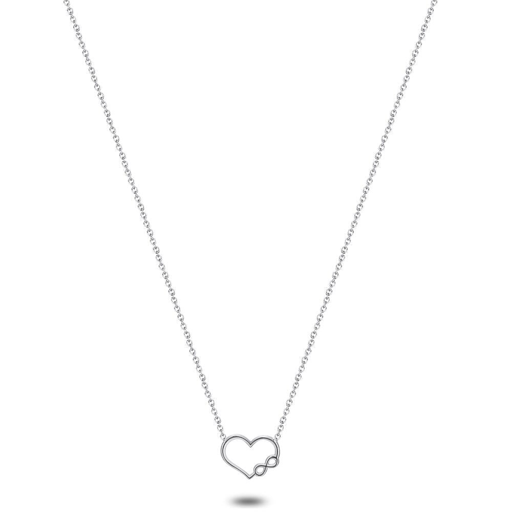 Silver Necklace, Heart And Infinity