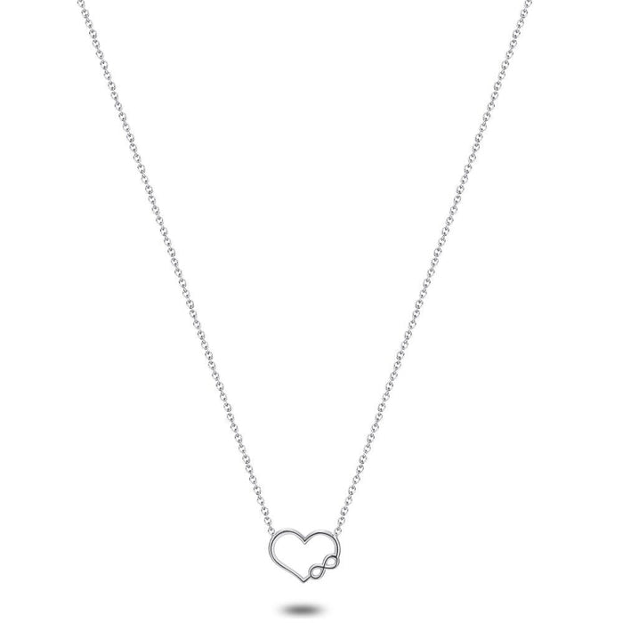 Silver Necklace, Heart And Infinity