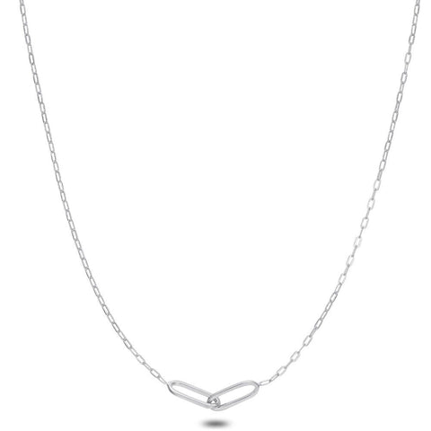Silver Necklace, 2 Ovals