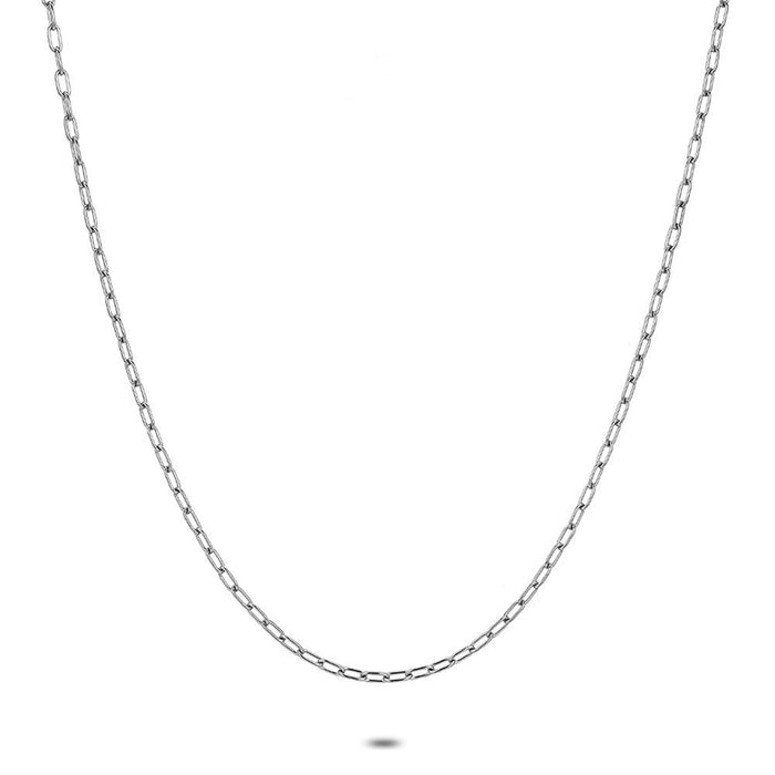 Stainless Steel Necklace, Oval Links, 2 Mm
