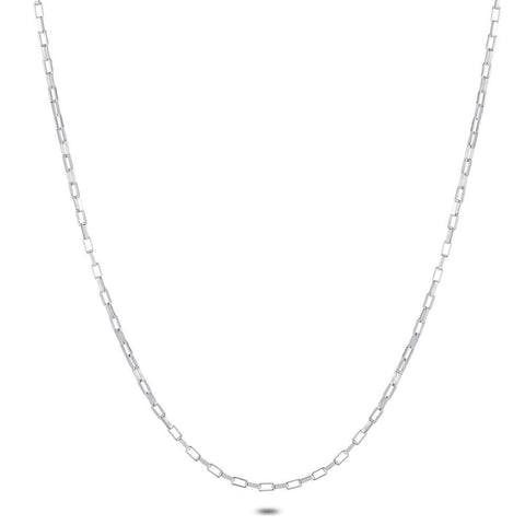 Silver Necklace, Rectangular Links, 1 Mm