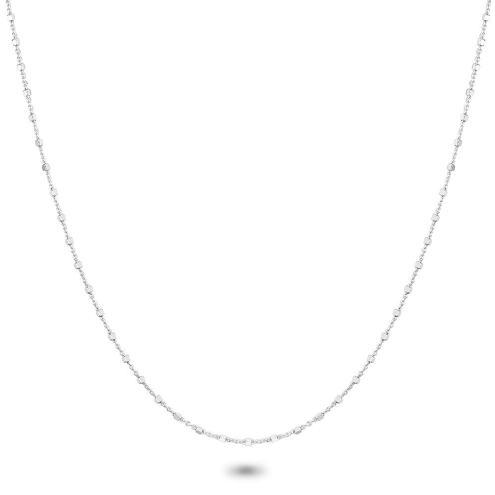 Silver Necklace, Chain With Cubes