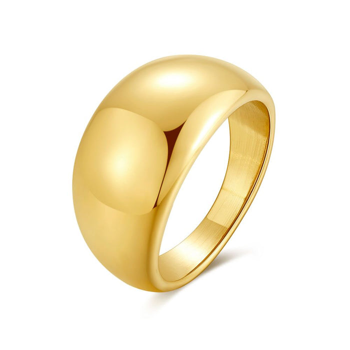 Gold-Coloured Stainless Steel Ring, 11 Mm, Curved Ring