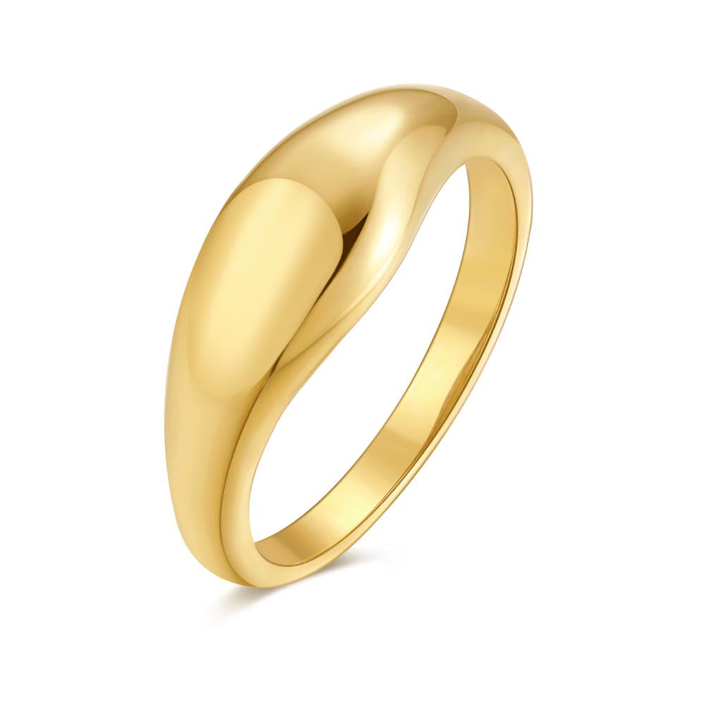 Gold-Coloured Stainless Steel Ring, Curved Ring, 7 Mm