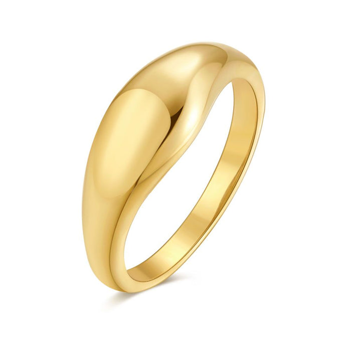 Gold-Coloured Stainless Steel Ring, Curved Ring, 7 Mm