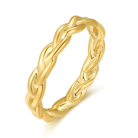 Gold-Coloured Stainless Steel Ring, Braid