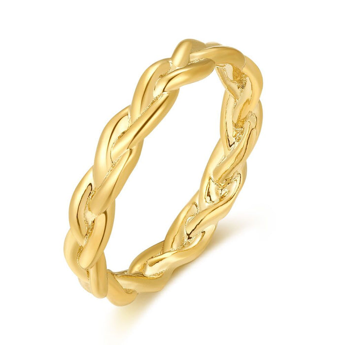 Gold-Coloured Stainless Steel Ring, Braid