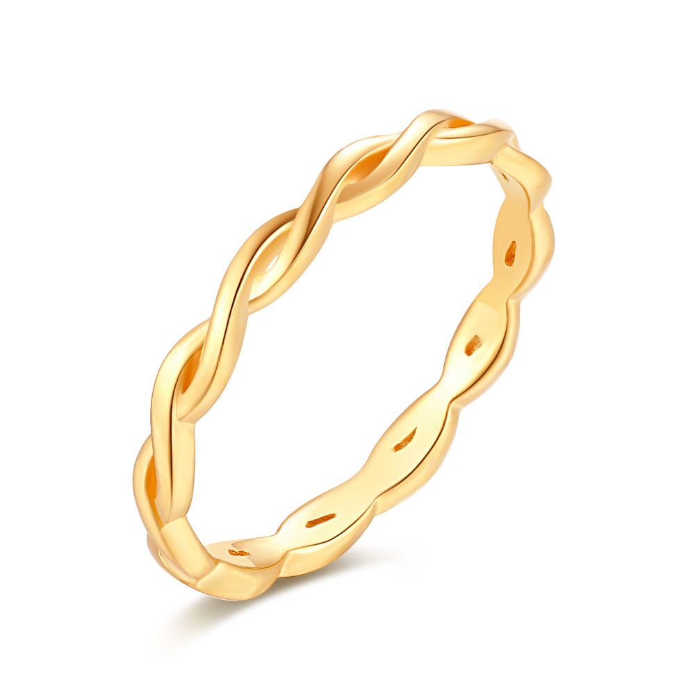 18Ct Gold Plated Silver Ring, Braided