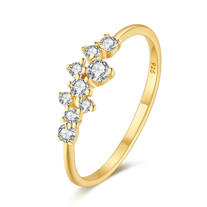 18Ct Gold Plated Silver Ring, 9 Zirkonia