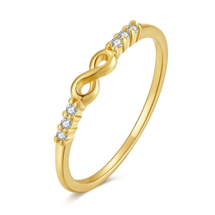 18Ct Gold Plated Silver Ring, Small Infinity, Zirconia