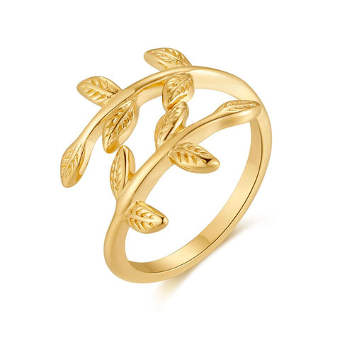 18Ct Gold Plated Silver Ring, 2 Branches