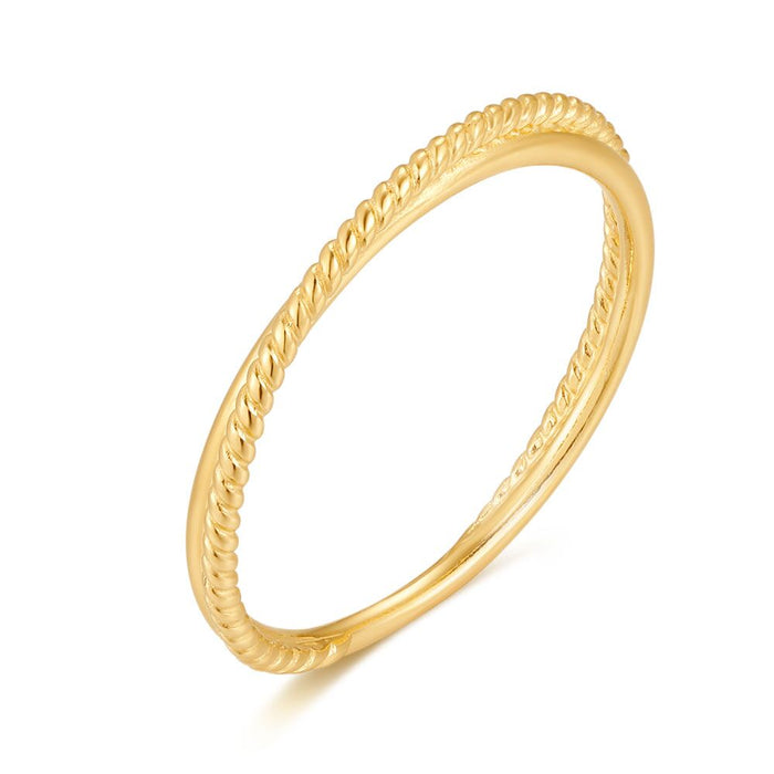 18Ct Gold Plated Silver Ring, Twisted Ring, Plain Crossed