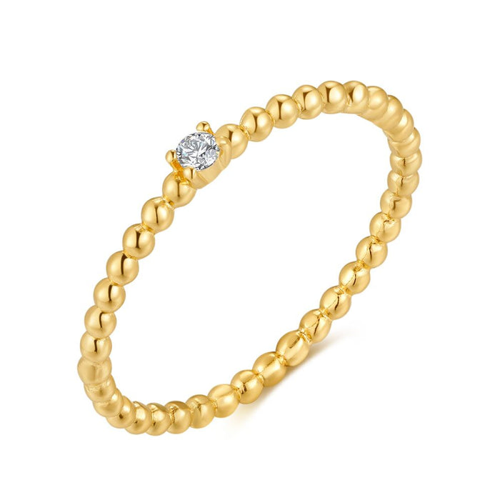 18Ct Gold Plated Silver Ring, Dots, Zirconia
